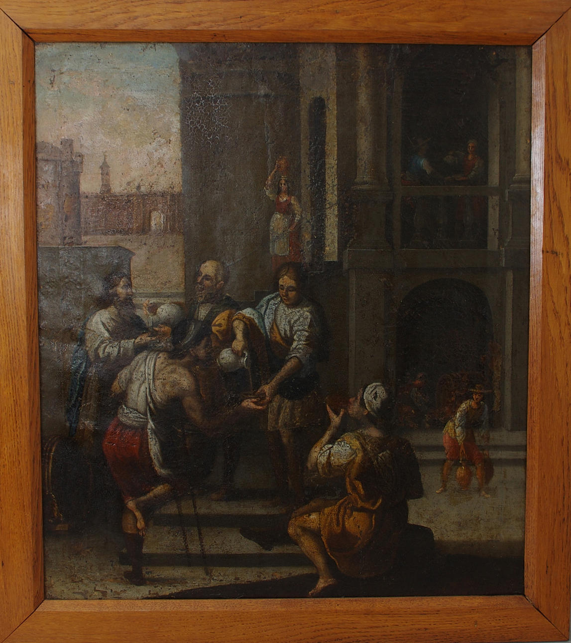 OIDENTIFIERBAR KONSTNÄR. Dryckesutskänkning, olja på duk, 1700/1800-tal.