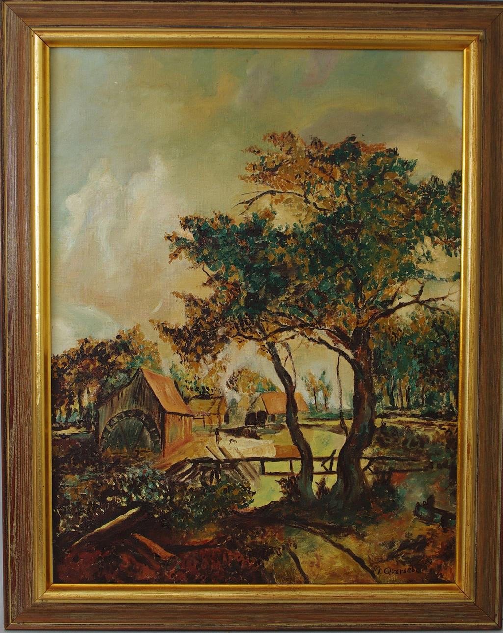 MICHAEL QVARSEBO. "Kvarnen", kopia efter Meindert Hobbema, signerad M Qvarsebo 1964.