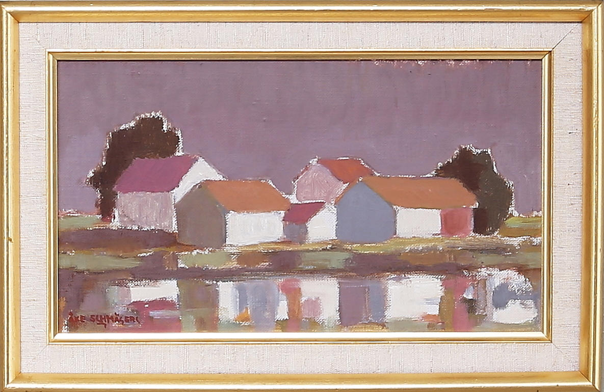 ÅKE SCHMÄGERS. "Triberga mosse, Öland", olja på pannå, signerad Åke Schmägers.