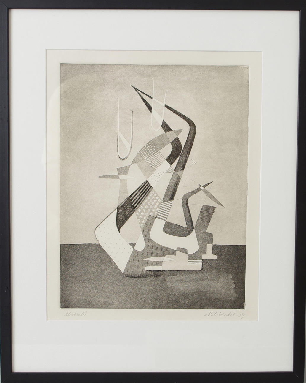 NILS WEDEL. "Abstrakt", etsning, signerad -39.