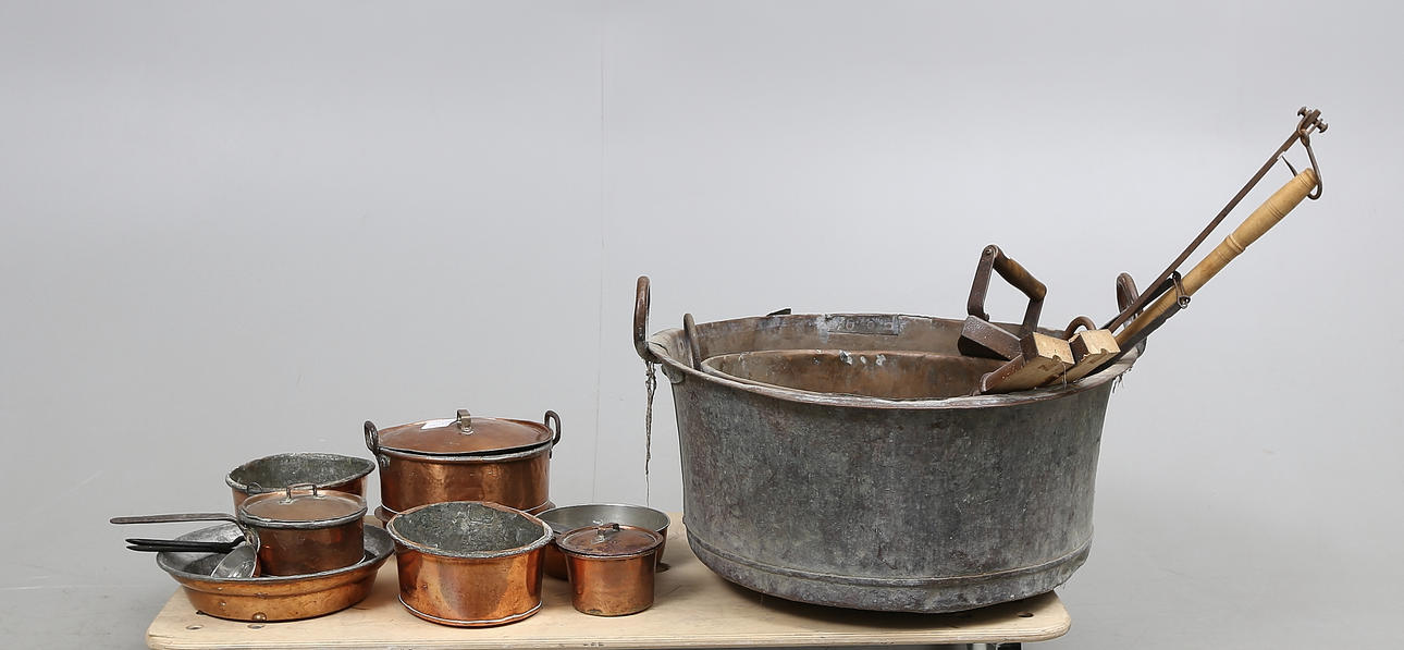 PARTI KOPPAR m.m, ca 15 delar, 1800/1900-tal.