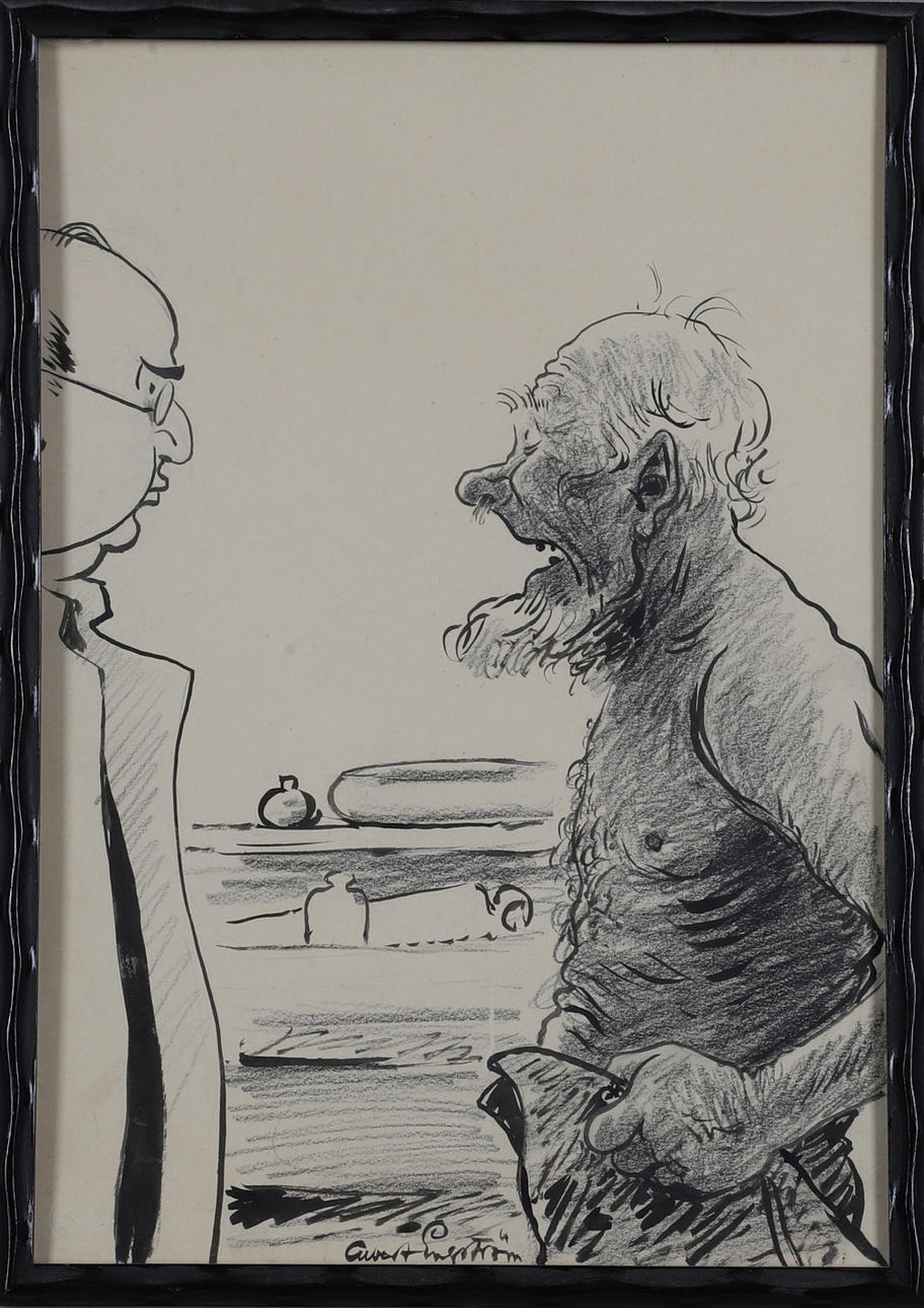 ALBERT ENGSTRÖM. teckning, signerad.