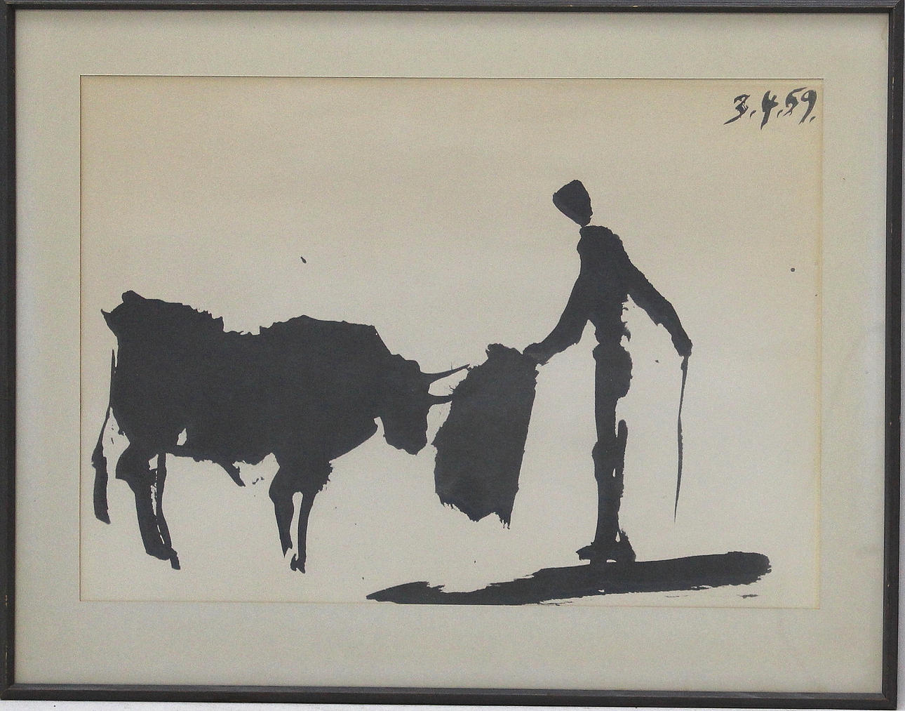 TAVLA, tryck, Picasso, tjurfäktaren, osignerade, 60-talet.