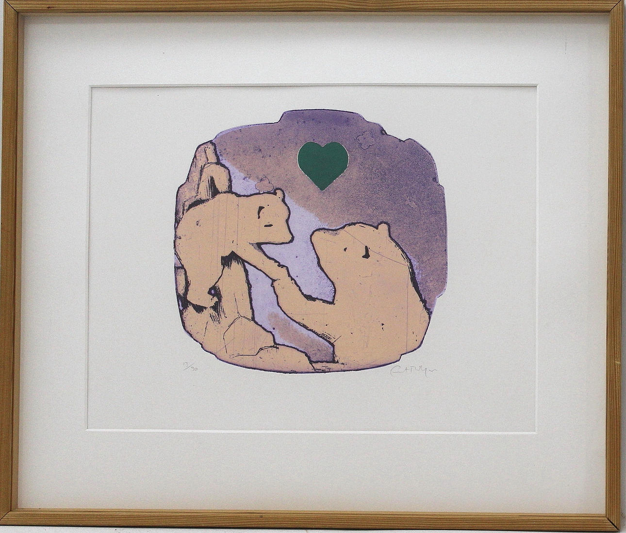 ERNST BILLGREN. litografi, björnar, signerad.