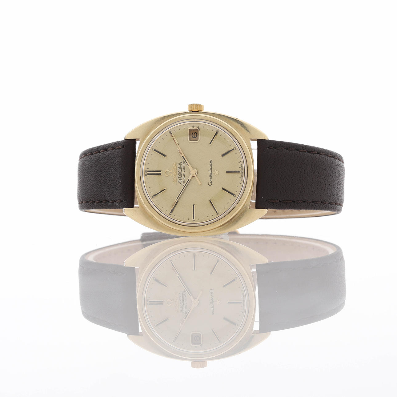 RELOJ OMEGA Constellation, oro sobre acero, automático, años 60.