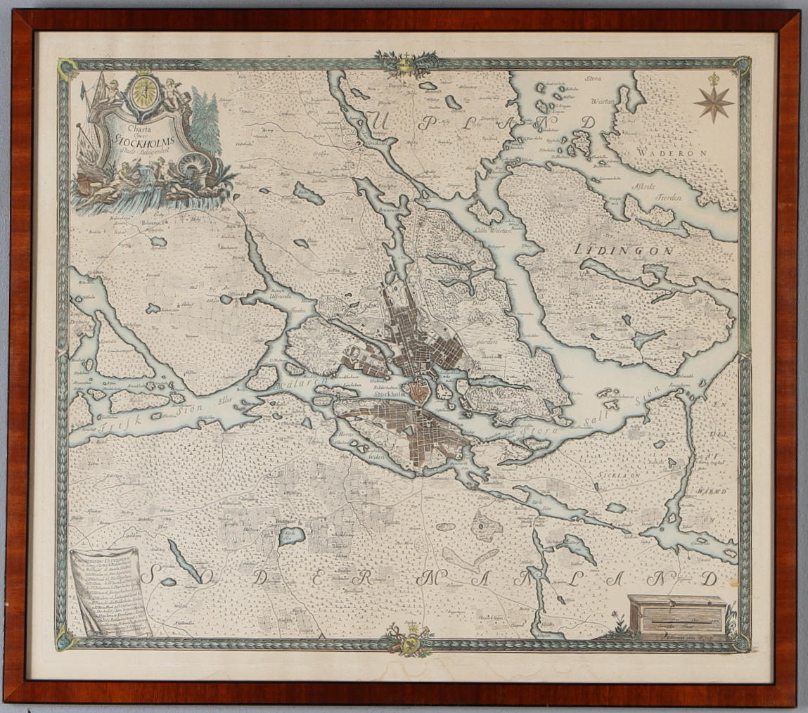 KARTA, "Charta öfwer Stockholms Stads Belägenhet", Biurman, 1800/1900-ta.