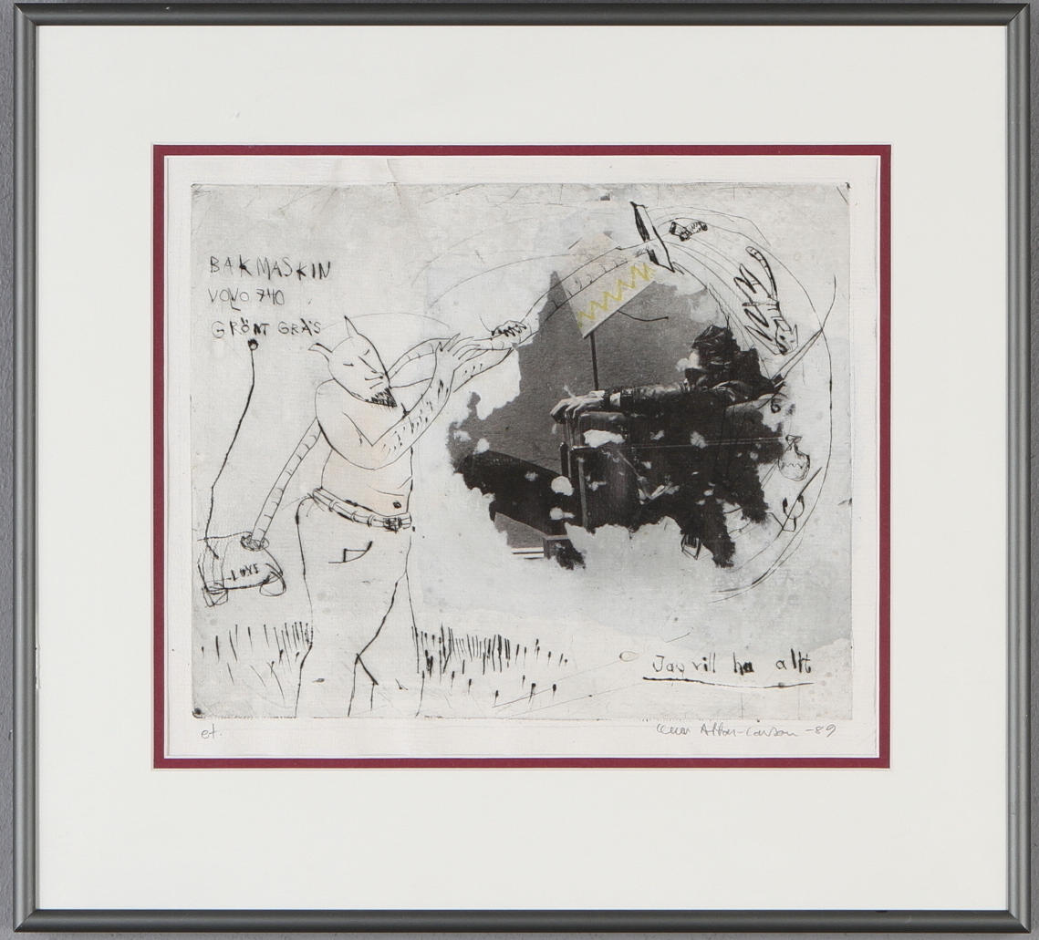 LENA ATTAR-LARSON. Komposition, grafiskt blad, ET, signerad och daterad -89.