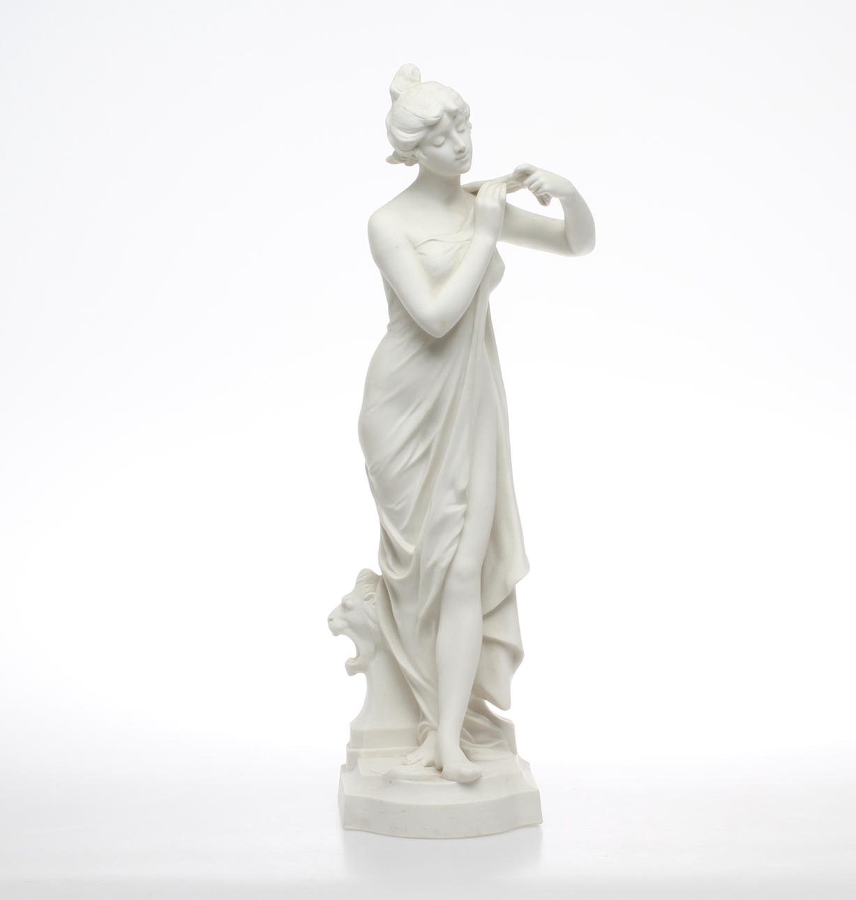 SKULPTUR, parian, "Efter badet", Gustavsberg, 1908.