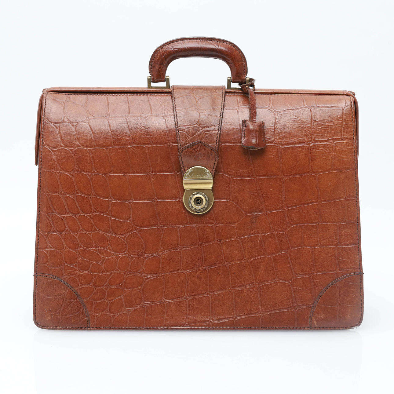 PORTFÖLJ MULBERRY, präglat skinn, lås.