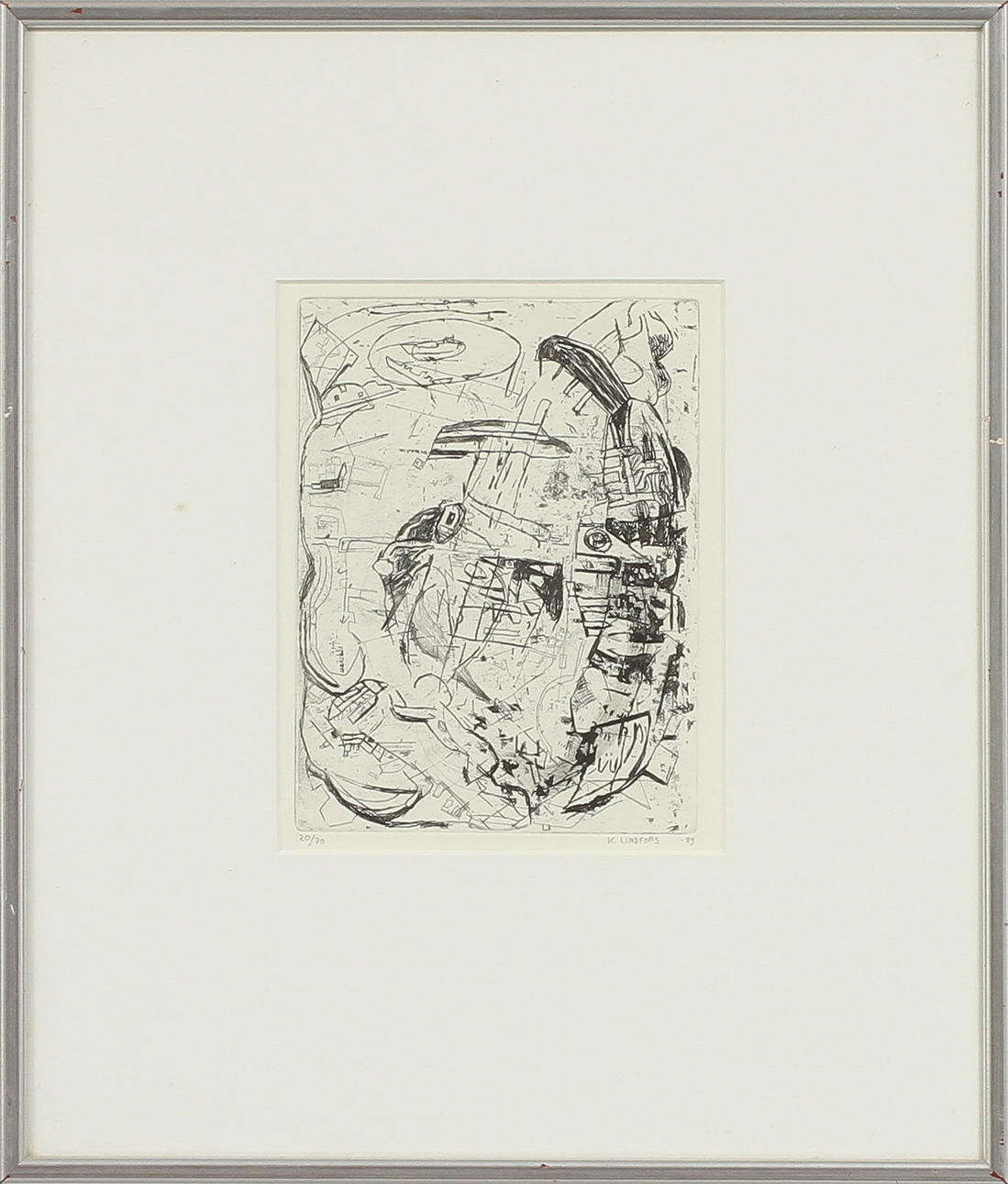 KENT LINDFORS. Komposition, etsning, sign o numrerad 20/70.