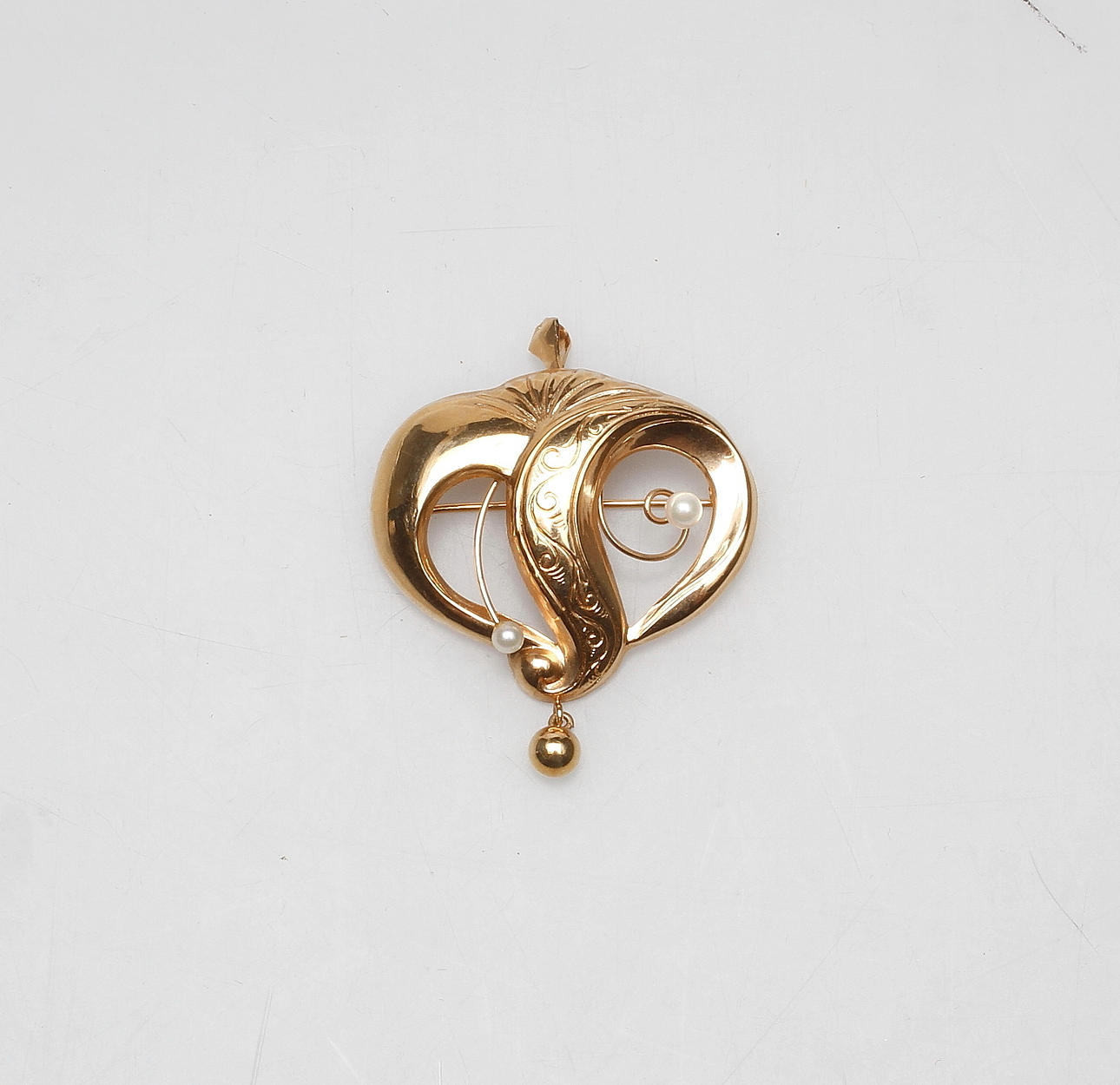 BROSCH/HÄNGE, guld 18k med 2 pärlor, Alton, vikt ca. 4,6 gram.