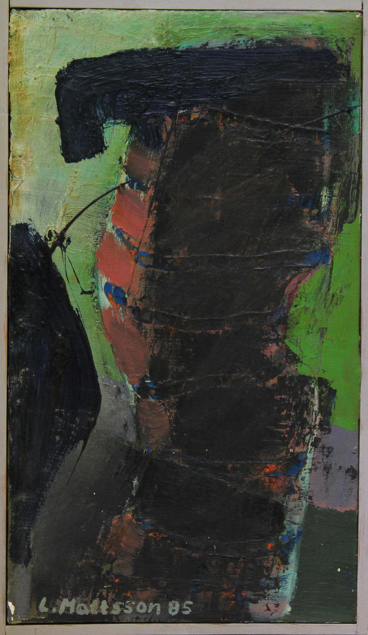 LEIF MATTSSON. Komposition. Olja på duk. Signerad L Mattsson 85.