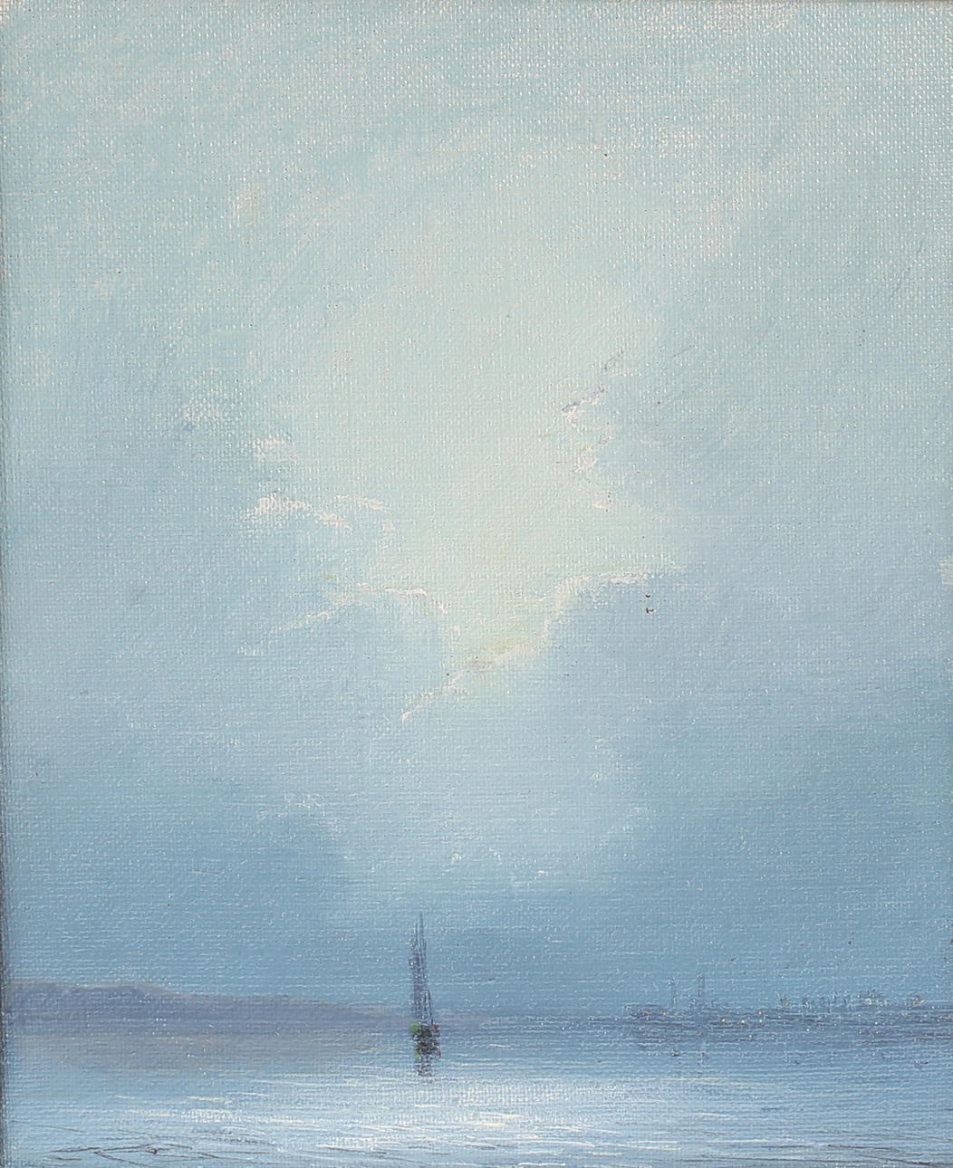 ARNOLD LINDBLOM. Olja på duk, "Kvällsseglare".