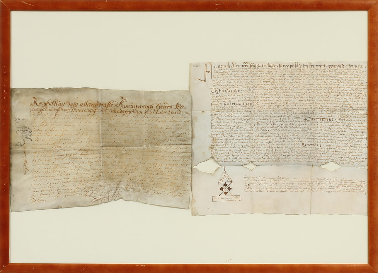 HANDSKRIFTER/BREV, Sverige och Frankrike 16/1700-tal.