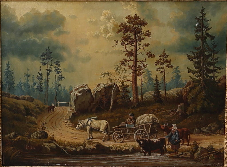 OIDENTIFIERAD KONSTNÄR, reproduktion, signerad I.E. Ericson.