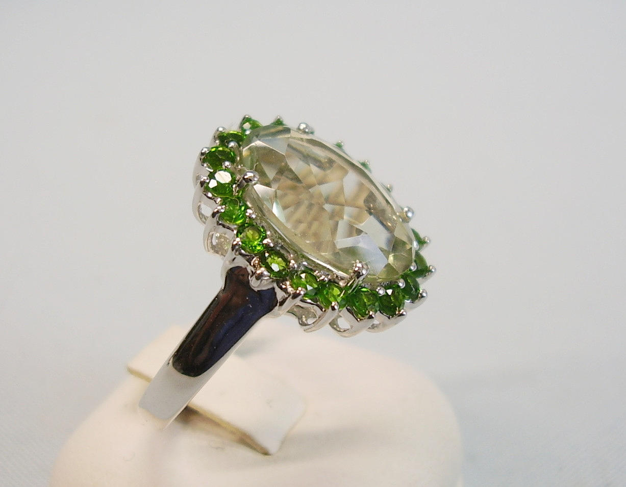 PRASIOLITH - TURMALIN RING SILBER 925.