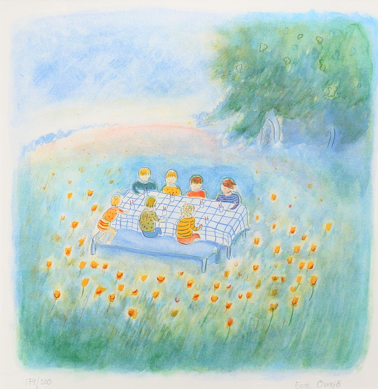 EVA ORRSJÖ. Color lithograph, signed and numbered 179/200.