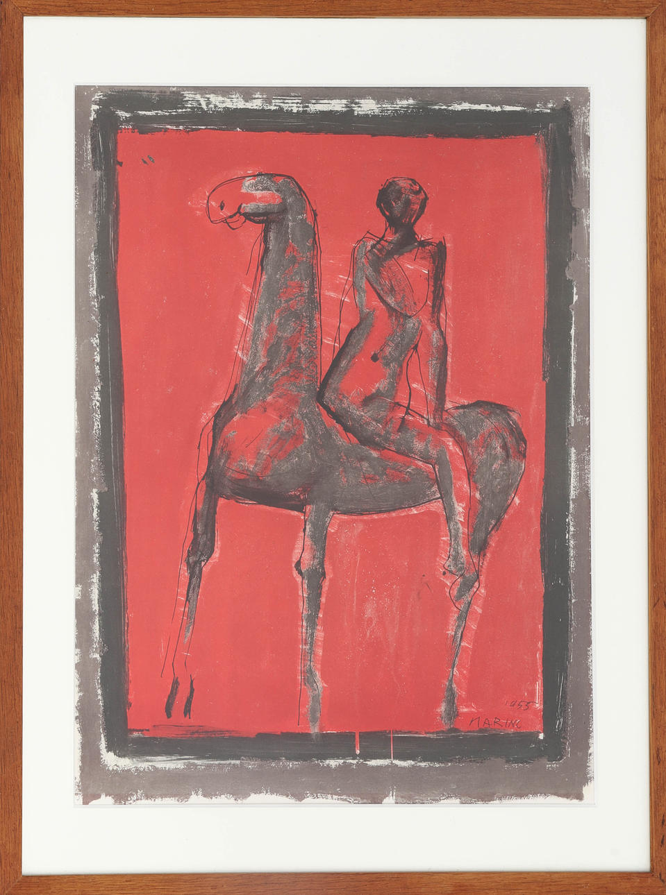 MARINO MARINI. "Le Cavalier (The Rider)", color lithograph, signed in the print and dated 1955.