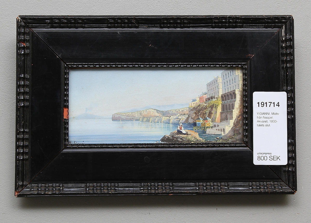 Y.GIANNI. Motiv från Neapel. Akvarell, 1800-talets slut.