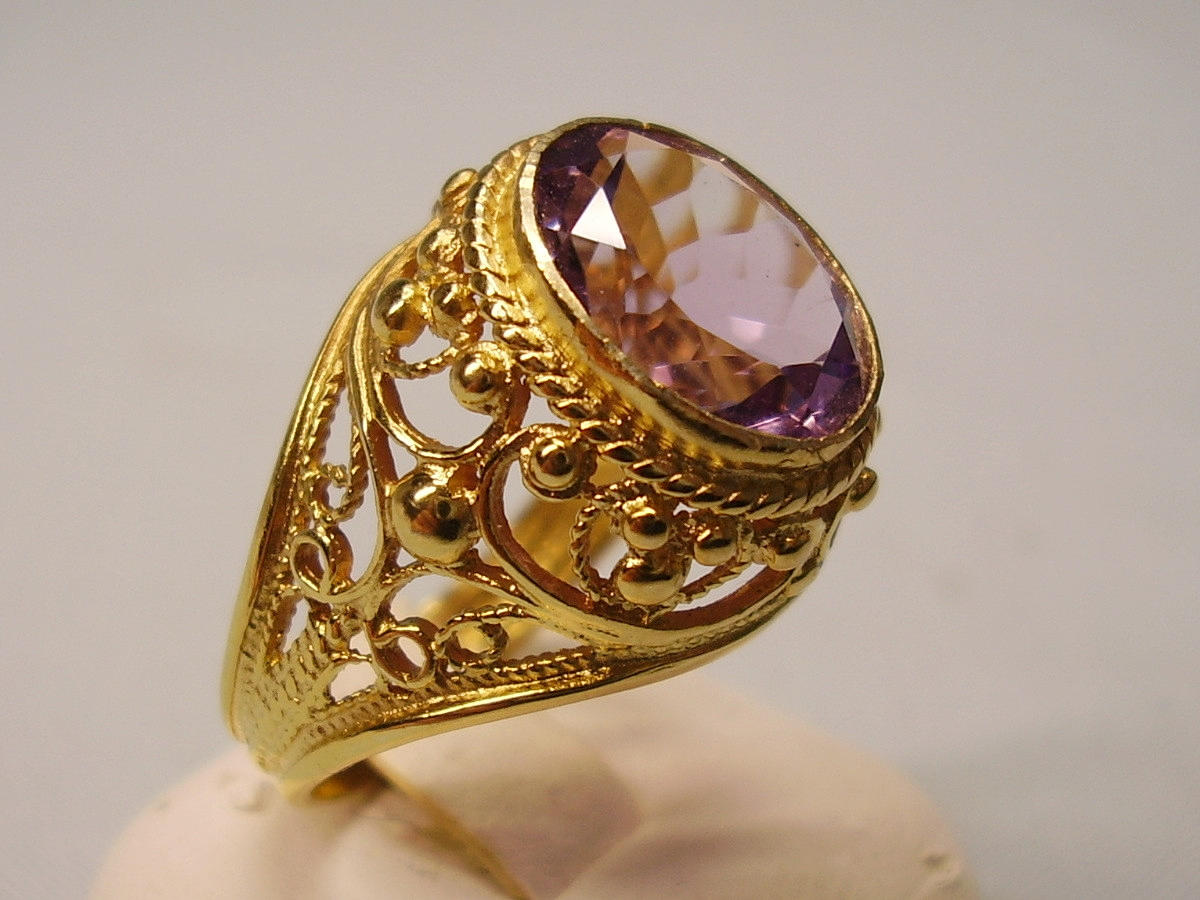 AMETHYST RING RUSSIA SILVER 875 gold plated.