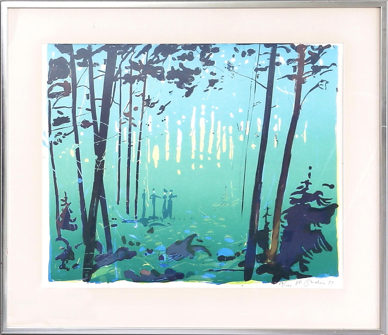 STIG MOLIN. Kvinnorna i skogen, färglitografi, signerad o daterad Stig Molin.