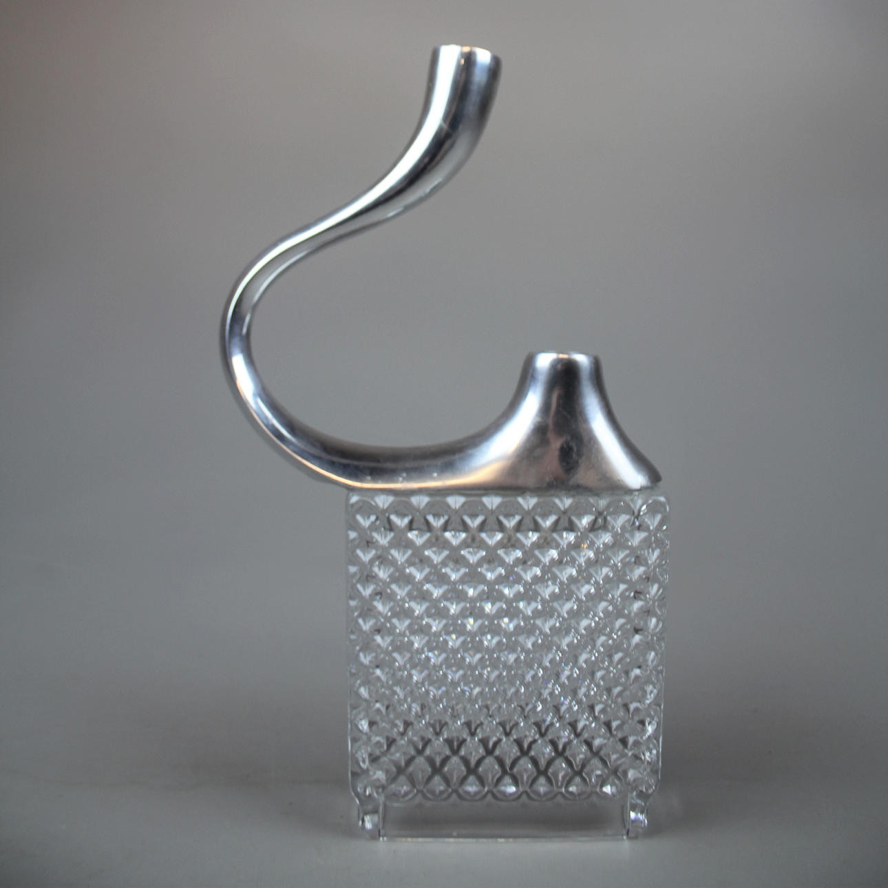 LJUSSTAKE för 2 ljus, glas/metall.