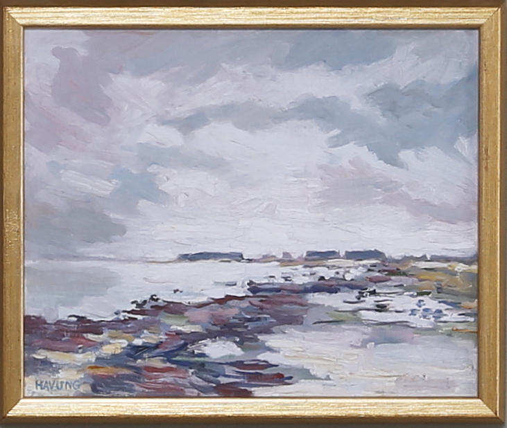 NILS-ERIK HAVUNG. Eckels udde, Öland. Olja på pannå, signerad HAVUNG.