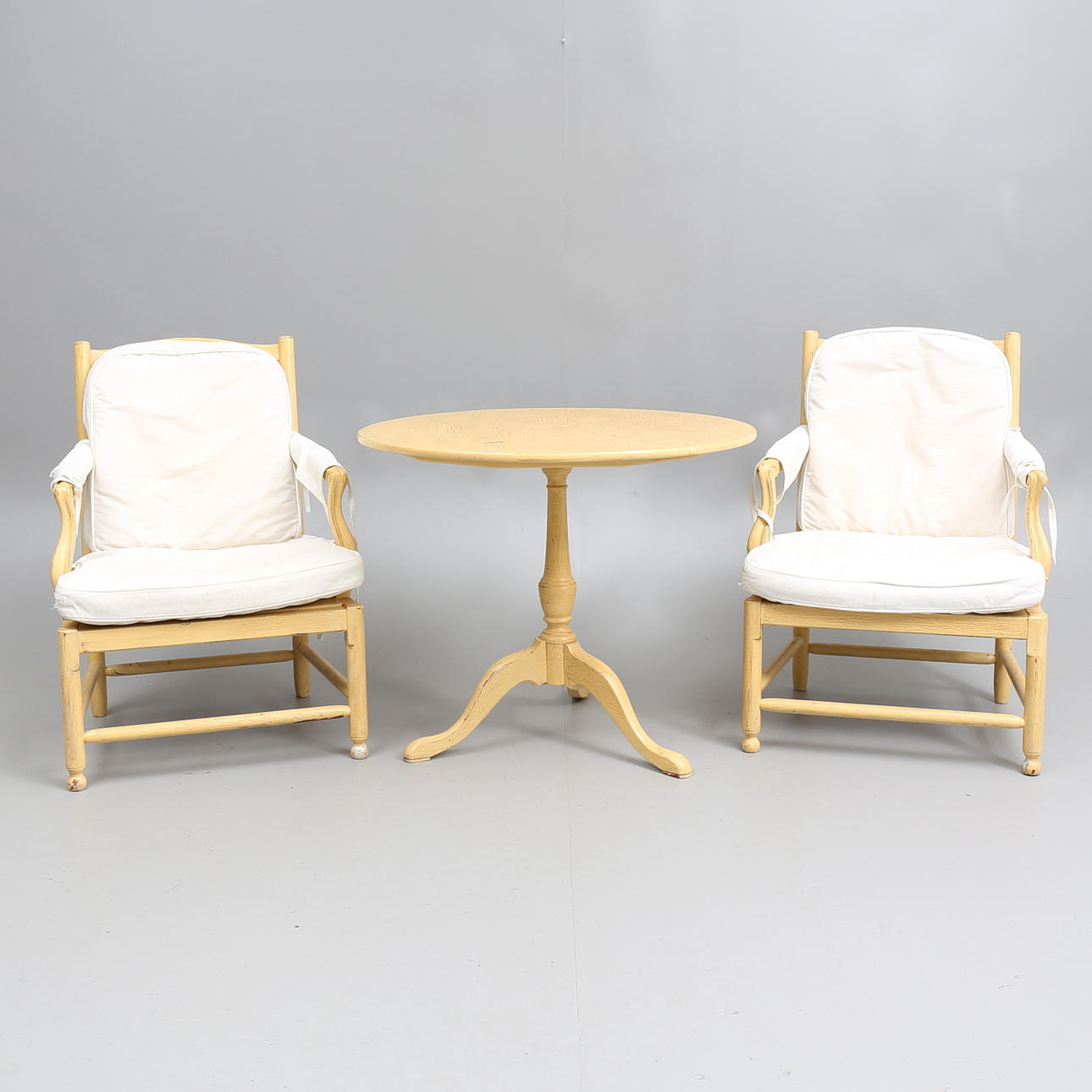 FÅTÖLJER (2), och TEBORD, "Medevi brunn" och "Björnsholm", IKEA 1700-talsserie, 1990-tal.