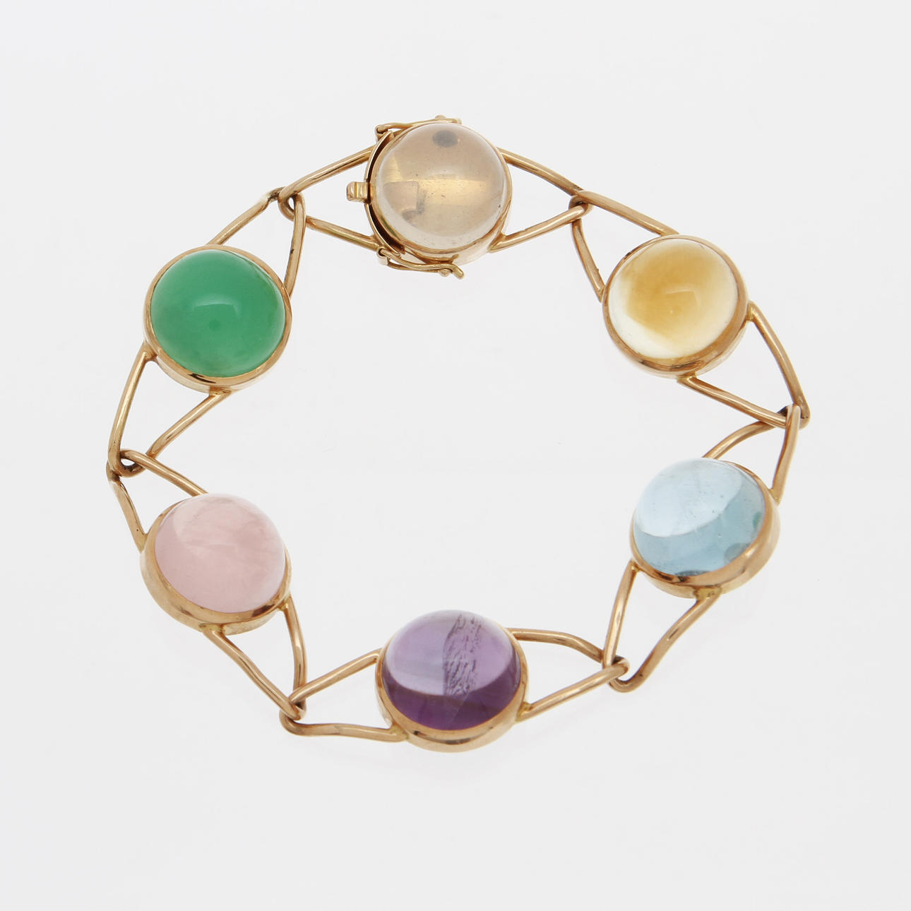 ARMLÄNK, 18K rödguld med ädelstenar. 41,1g.