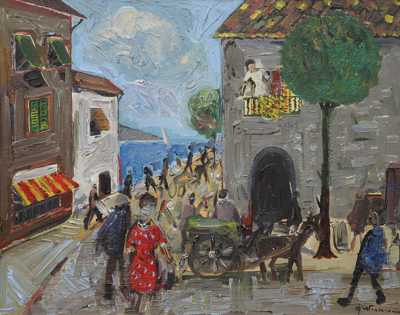 ÅKE WICKSTRÖM. olja på duk, kustby, signerad.