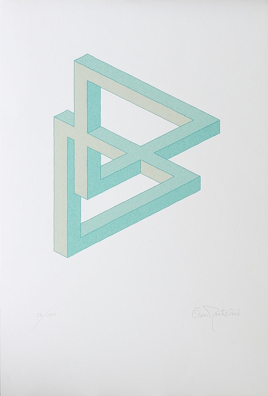 OSCAR REUTERSVÄRD. Omöjliga figurer, färglitografi, signerade Oscar Reutersvärd.