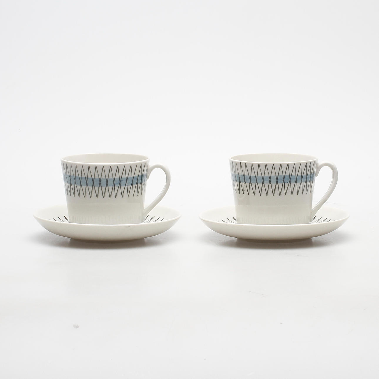 TEKOPPAR MED FAT, 2 st, "Terrass", Upsala-Ekeby, Gefle.