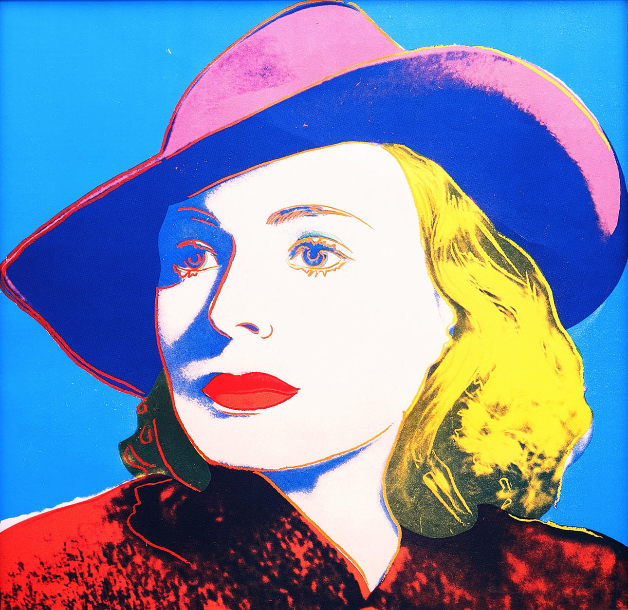 ANDY WARHOL. "White Hat" from the Ingrid Bergman, color offset print, unsigned.