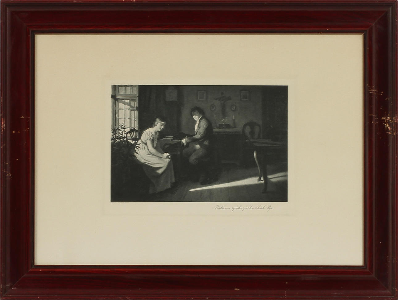 GRAFISKA BLAD, 2 stycken. "Beethoven", etsning efter Balestreri samt "Beethoven spiller for den blinde pige" efter Wenzel Tornöe.