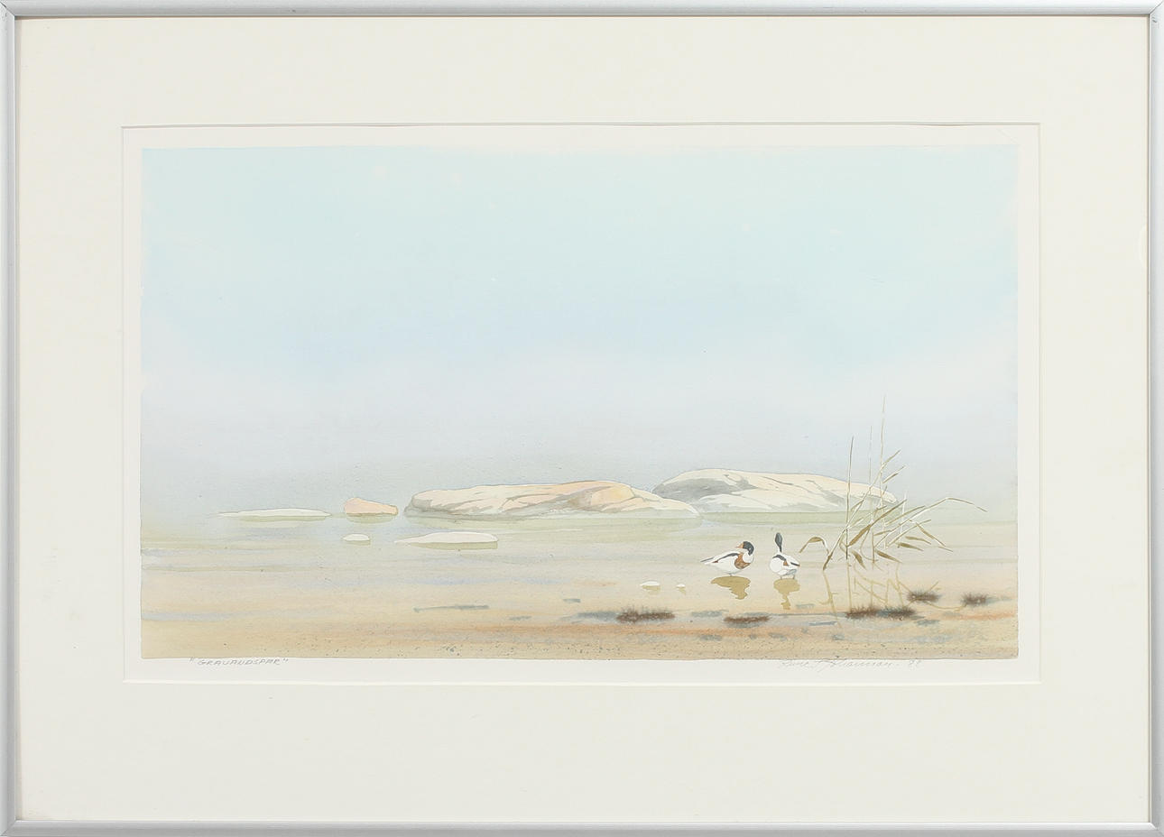 RUNE JOHANSSON. "Gravandspar", akvarell, signerad och daterad -88.