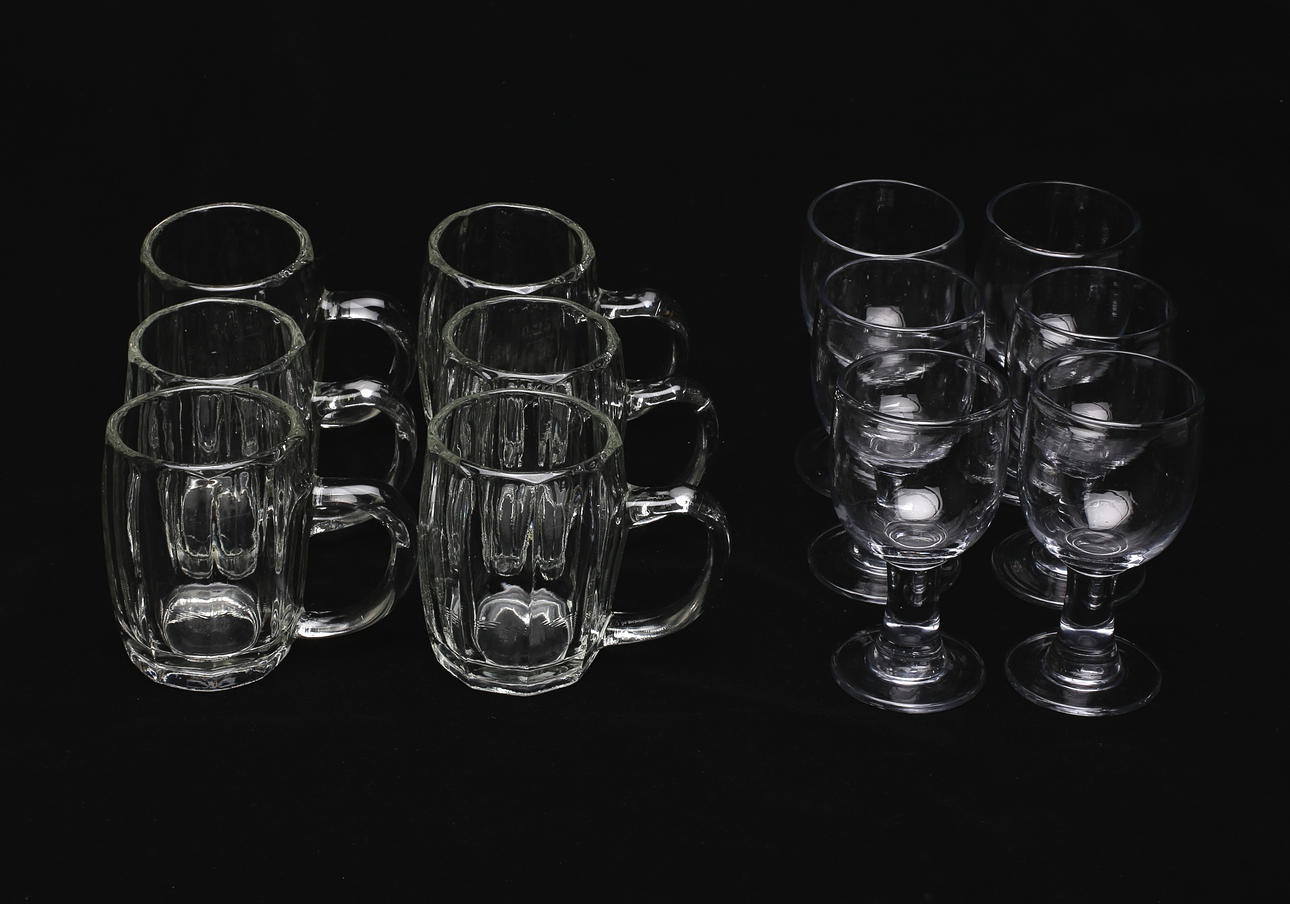 PARTI, Glas, 12 st, Öl och Vinglas.