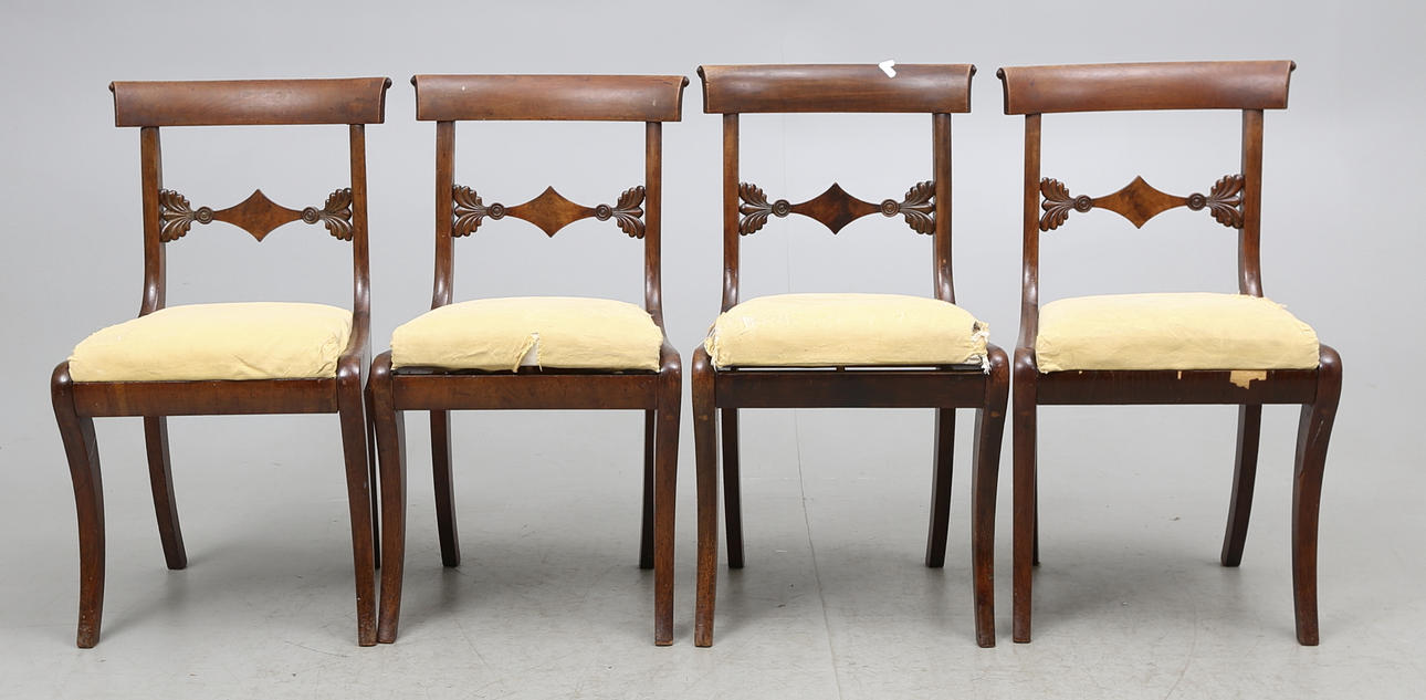 STOLAR, 4 st, senempire, Carl Petter Theodor Becker, Stockholm, 1800-talets mitt.