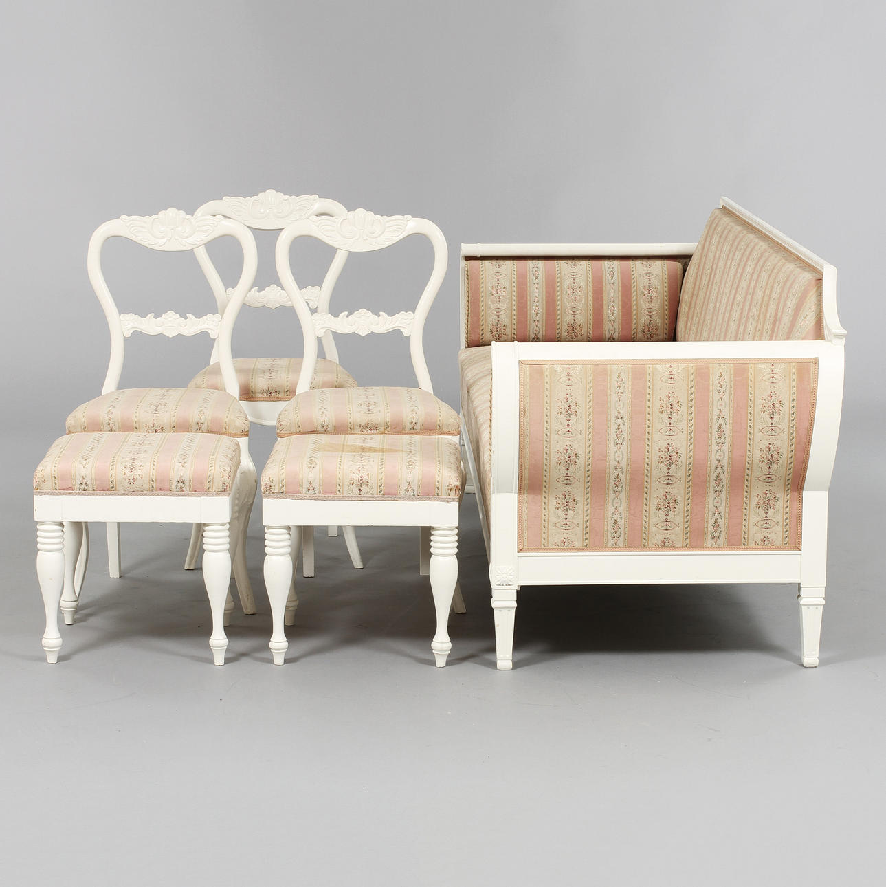 SOFFGRUPP, 6 delar, gustaviansk stil, 1900-tal.