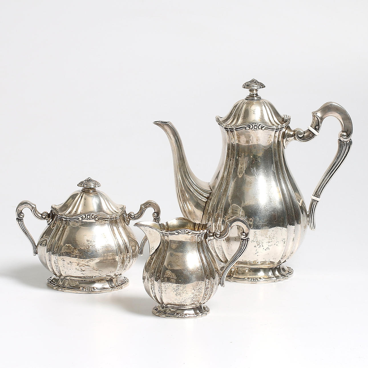 KAFFESERVIS, 830 silver, 1923. Totalvikt 1057 gram.