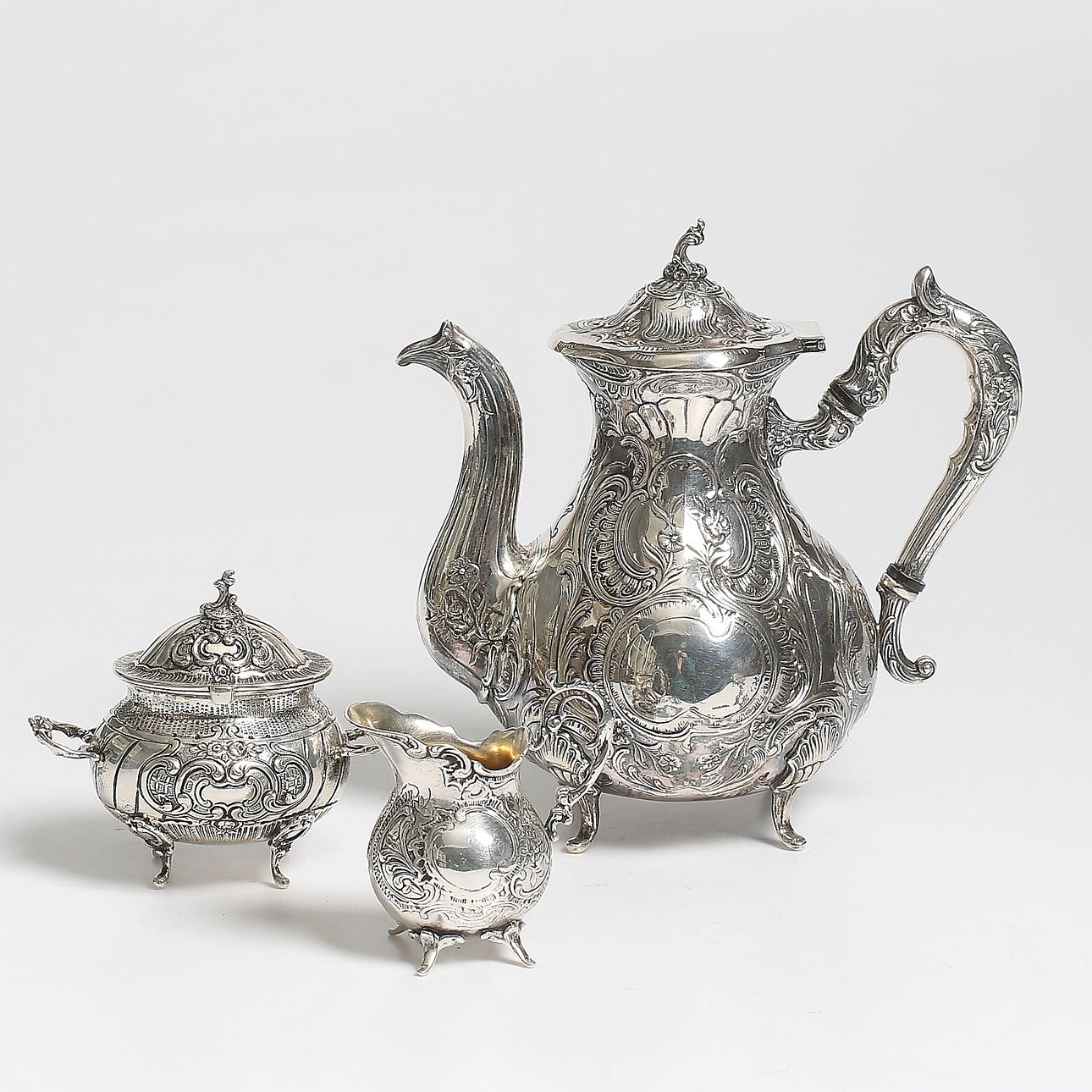 MOCCASERVIS, 3 delar, silver, GEWE, 1964. Vikt 920 gram.