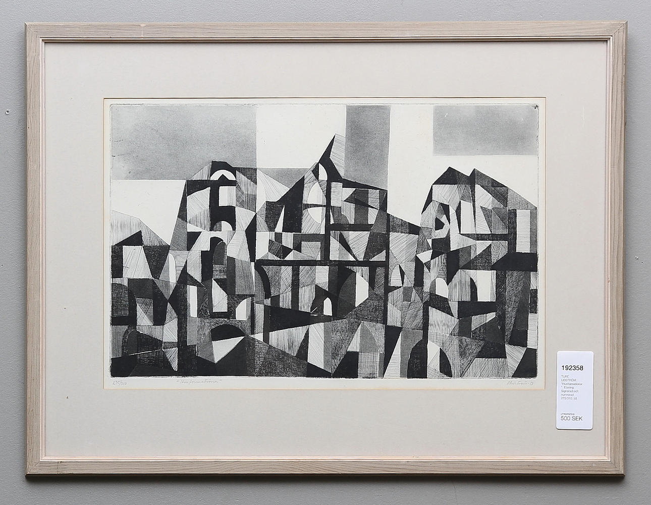 TURE LIDSTRÖM. "Husformationer". Etsning. Signerad och numrerad 275/310.