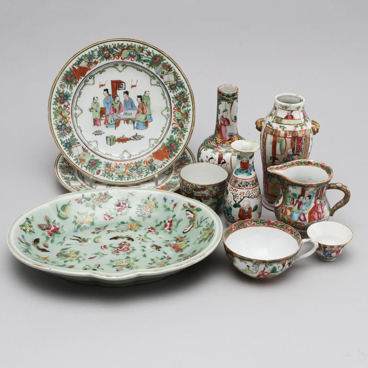 PARTI PORSLIN, 10 delar, Kina, Kanton, 1800/1900-tal.