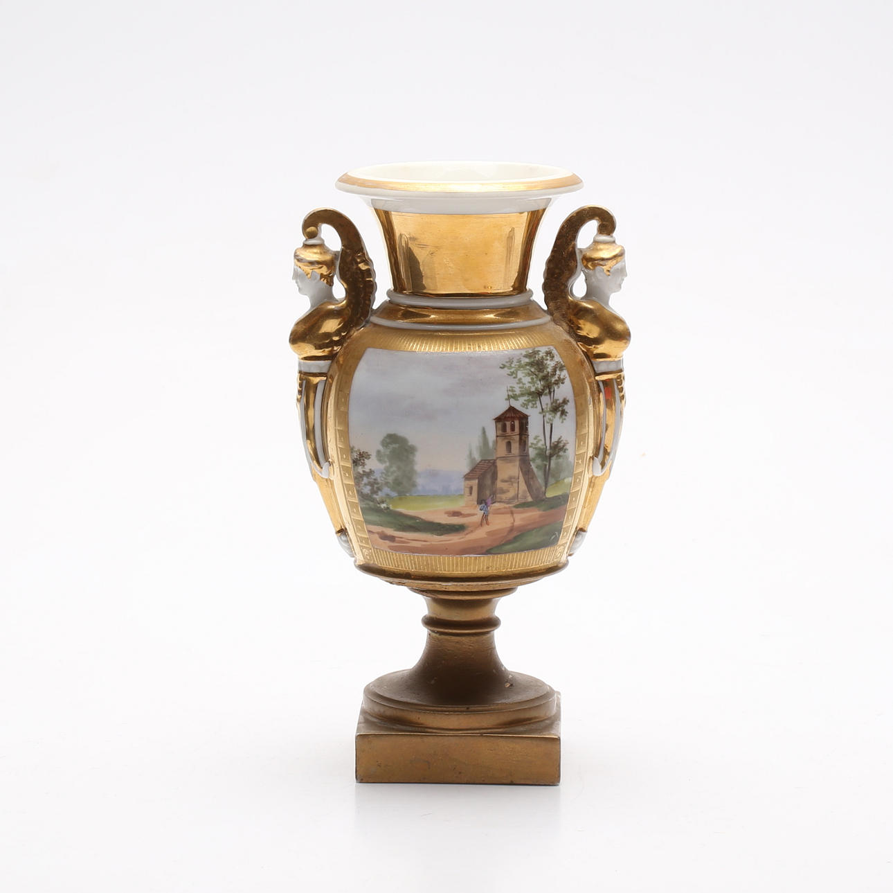 URNA, porcelana, estilo imperio, siglo XIX.