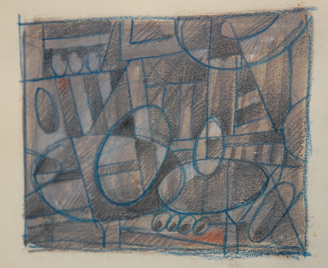 GÖSTA ADRIAN-NILSSON. TILLSKRIVEN. blandteknik, komposition ur skissblock.