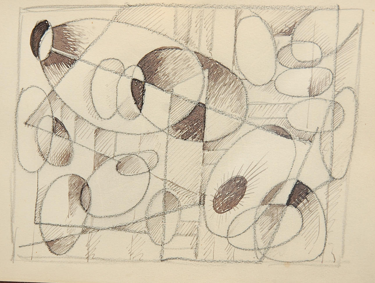 GÖSTA ADRIAN-NILSSON. TILLSKRIVEN. blandteknik, komposition ur skissblock.