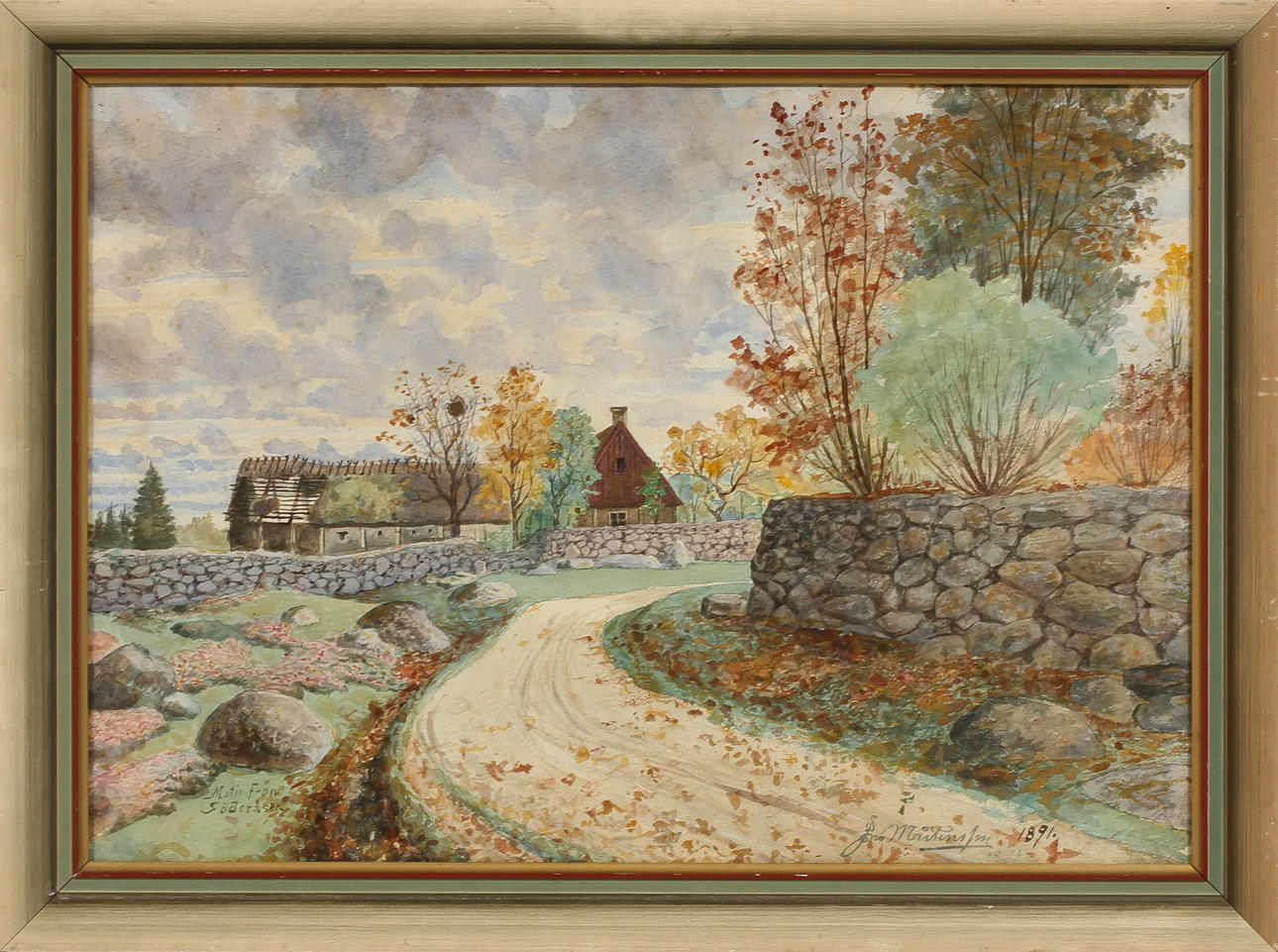 JÖNS MÅRTENSSON. "Motiv från Söderåsen", akvarell, signerad 1891.