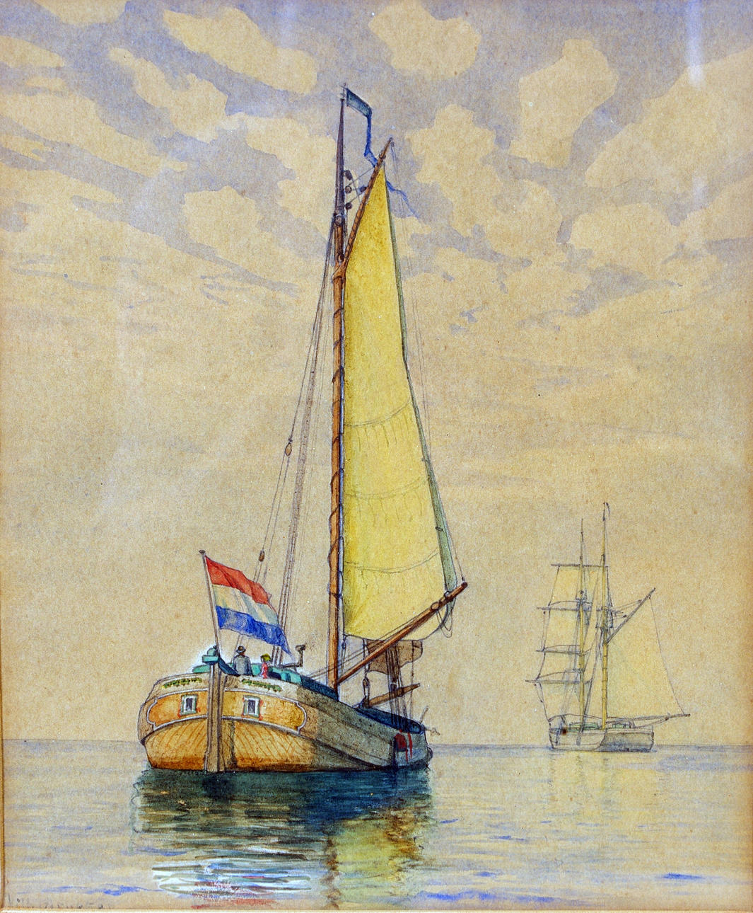 VILHELM ARNESEN. Segelfartyg, akvarell, signerad Vilh. Arnesen.