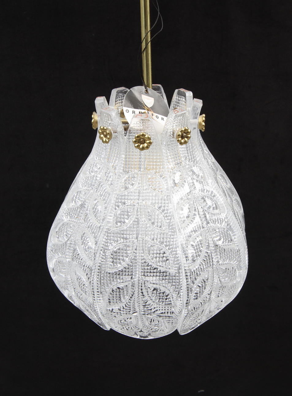 TAKLAMPA, Orrefors, 1900-talets mitt. Total höjd ca 66 cm.