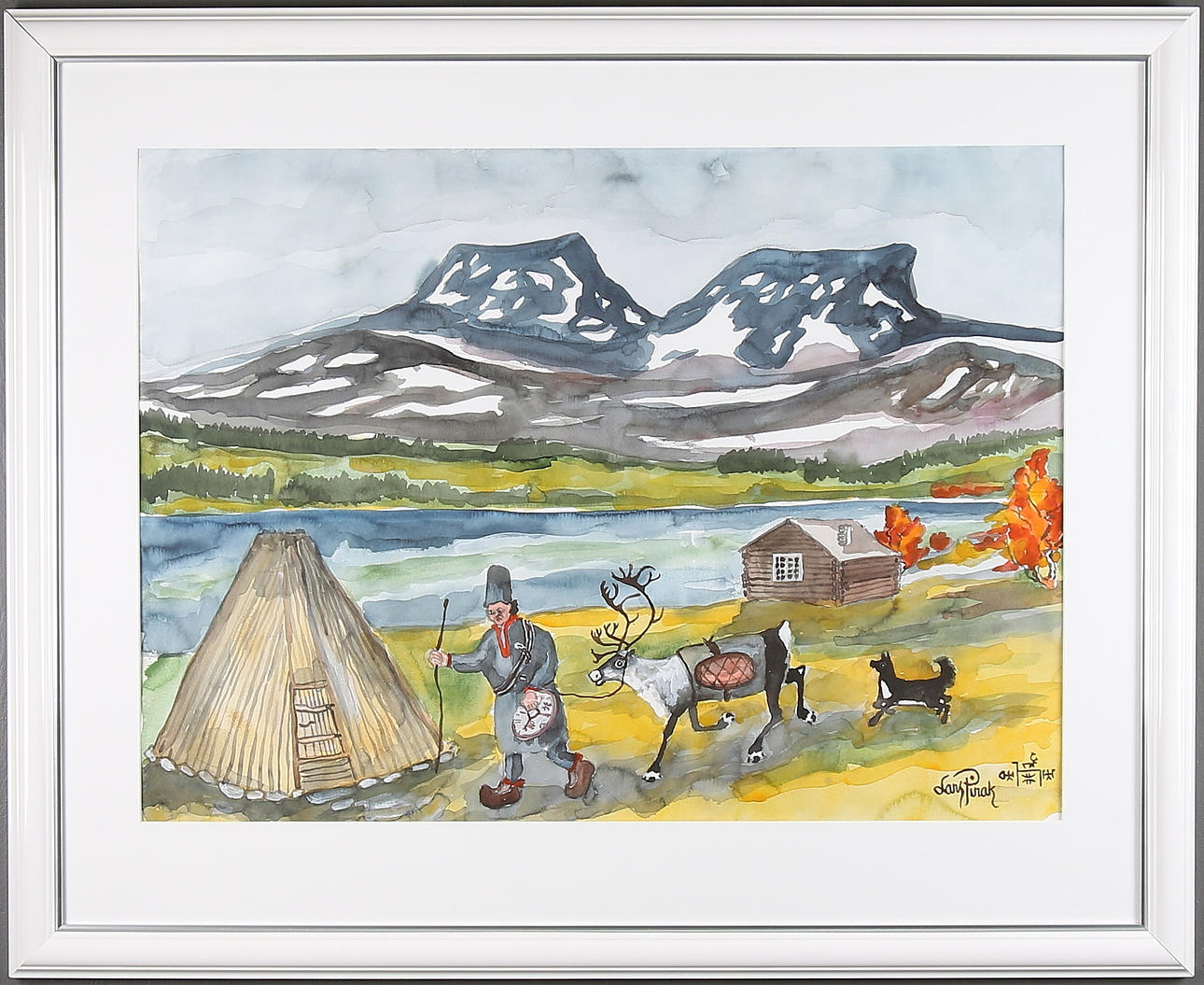 LARS NILS PIRAK. Akvarell, signerad.