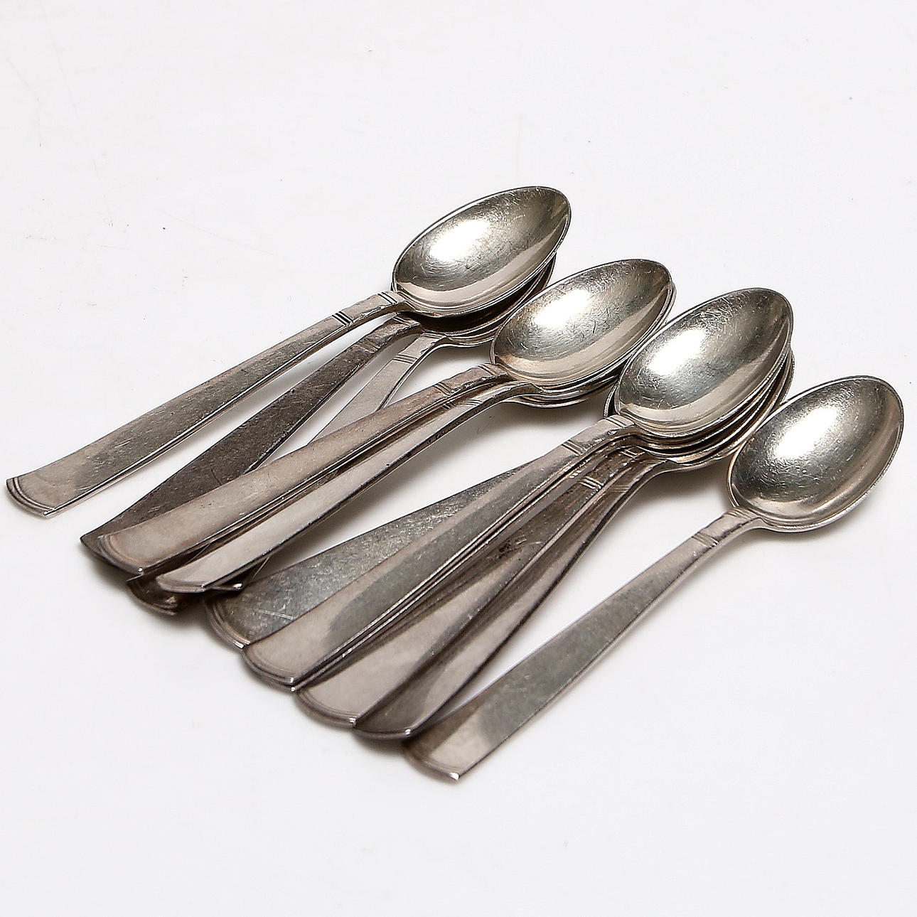 KAFFESKEDAR, 12 st, silver, "Rosenholm", GAB. 1950/60-tal.